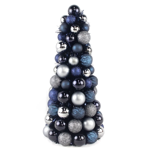 China Senmasine baubles conetree with tinsel Christmas holiday festival home decoration ball cone tree gifts manufacturer