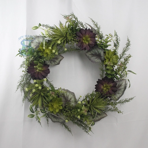 Senmasine 22 inch kunstmatige succulente krans voor hangende lentedecoratie Voordeurarrangement groen groen
