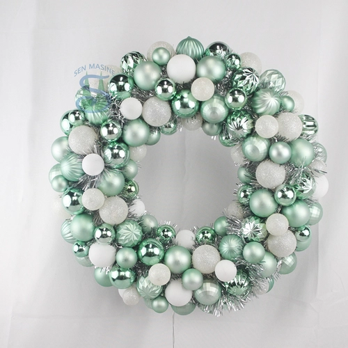 Senmasine 40cm Christmas ball baubles wreaths with led lights tinsel blue sliver ornaments xmas party hanging decoration - COPY - 3u22wf