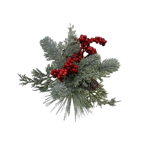 Senmasine – pics floraux en pin avec pommes de pin, baies rouges, feuilles artificielles, boule mixte, décoration d'ornements DIY