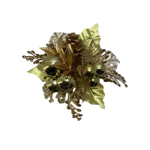 Senmasine gouden glitter kerstprikkers voor Kerstmis DIY vakantie winter decor cadeau gemengde kunstmatige bladeren ornamenten dennenappel
