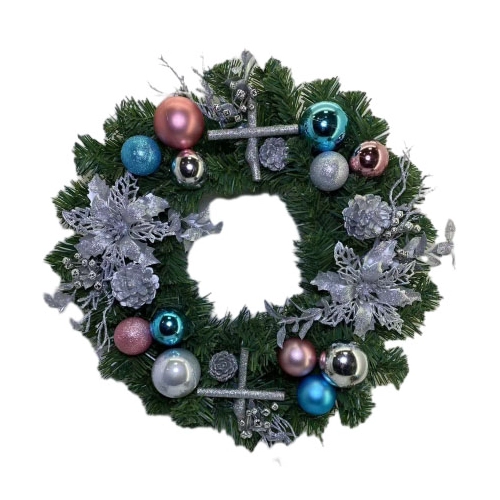 Senmasine 30 cm 40 cm ghirlanda natalizia per esterni con fiori di poinsettia glitterati decorazione da appendere alla porta d'ingresso