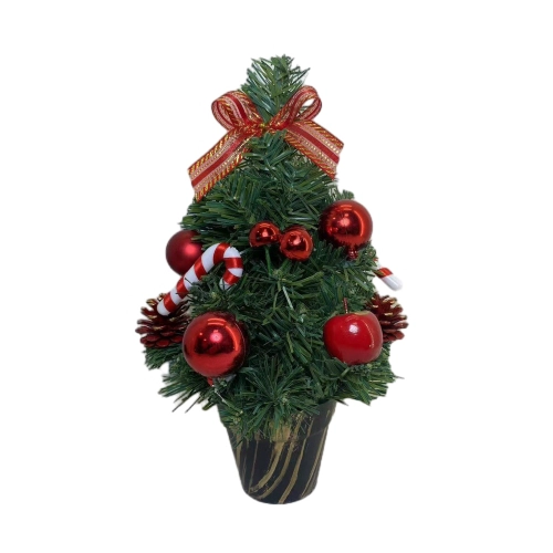China Senmasine 30cm christmas table tree with bows Ornaments ball poinsettia flowers pinecone xmas decoration manufacturer