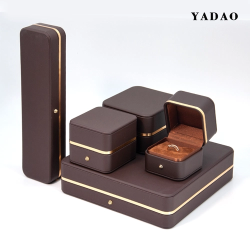 yadao versandfertige Schmuckverpackungsbox Set Vorratsbox in brauner Farbe Designbox mit runden Ecken und Druckknopfdekoration