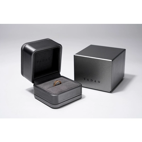 New arrivals luxurious metal leather microfiber high end moissanite diamond ring stud earrings packaging box