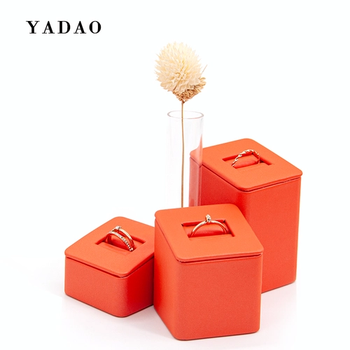 China slant wooden ring display stand jewelry display props slot ring holder manufacturer