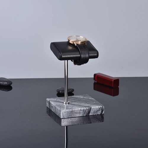 soporte de exhibición de reloj soporte de reloj de pantalla de cojín de cuero de pu base inferior de mármol soporte de reloj
