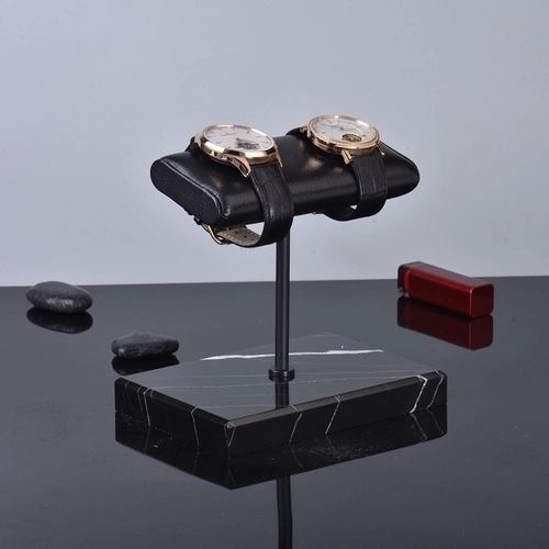 Base de mármol, soporte para reloj, cojín de cuero pu, soporte para reloj, reloj doble