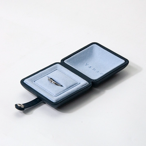 Einzigartige dunkelblaue Schmuckschatulle aus PU-Leder, Kunststoff-Schmuckverpackung, Ringbox