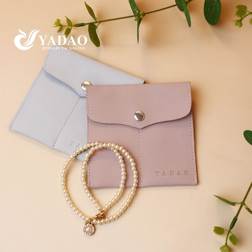 customize snap pu leather bag jewelry pouch bag jewelry packaging pouch