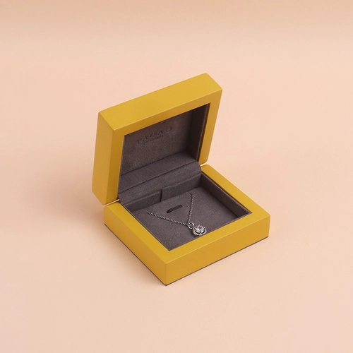 yellow color lacquer painting wooden box jewelry packaging box pendant box