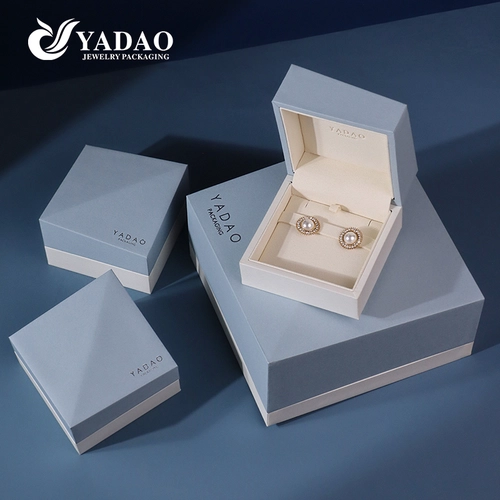 YADAO Light Blue Folding-Top Jewelry Box Luxury Special Fabric + Paper