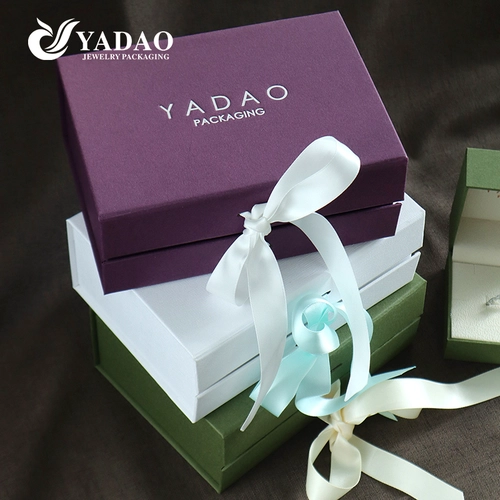Elegant Three-Color Ribbon Jewelry Gift Box Set – Customizable Luxury Packaging for Rings Pendant Bracelet Earring Storage Packaging