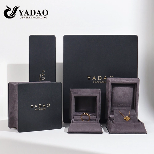 China Black Rhyme Custom Velvet Jewelry Boxes Premium Packaging manufacturer