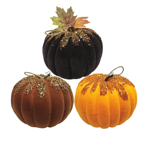 China Senmasine Black Orange Brown Foam Velvet Glitter Halloween Pumpkin manufacturer