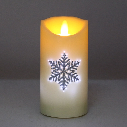 Senmasine 7,5*15cm TPR lámpara de goma suave velas con estampado de copos de nieve patrón plástico fibra óptica Led vela sin llama