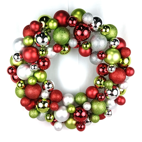 Senmasine 40 cm kerstballenkrans met klassieke gekleurde bal vakantie festival kerst hangende decoratie