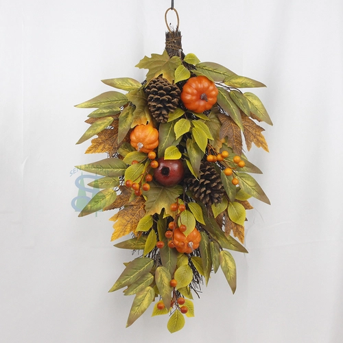 Senmasine brindes de outono de 24 polegadas com abóbora, folhas artificiais, romã, ramo de frutas, pinha, decoração de colheita
