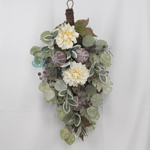 Senmasine – fleurs artificielles 24 pouces, mélange de pivoines en soie, feuilles d'eucalyptus vertes, citrouille, décor de printemps