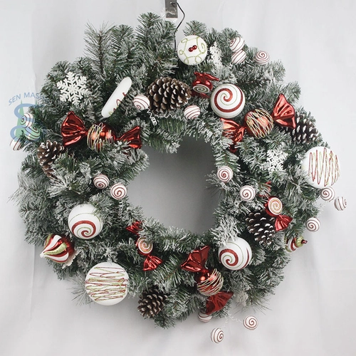 China Senmasine 30inch christmas wreaths for door hanging xmas party decor mixed pinecones candy ball ornaments manufacturer