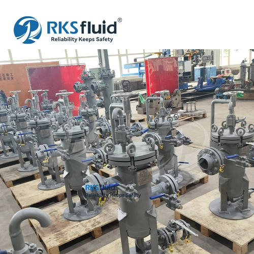 RKSfluid 工厂1微米碳钢法兰篮子滤清器滤清器外壳定制用于废水处理
