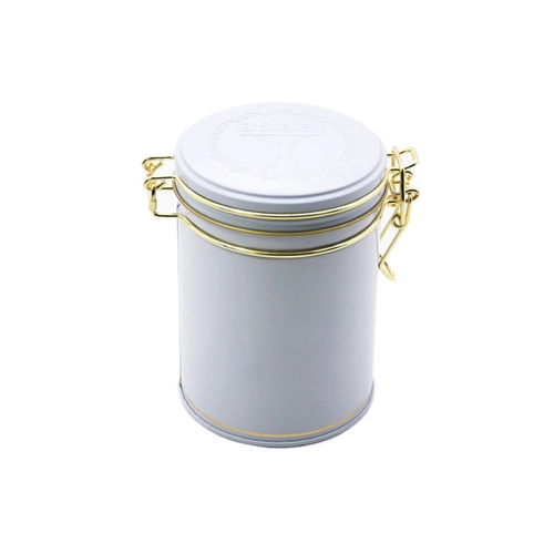 Boîte ronde en gros de bidon de café de thé avec le silicium et la serrure