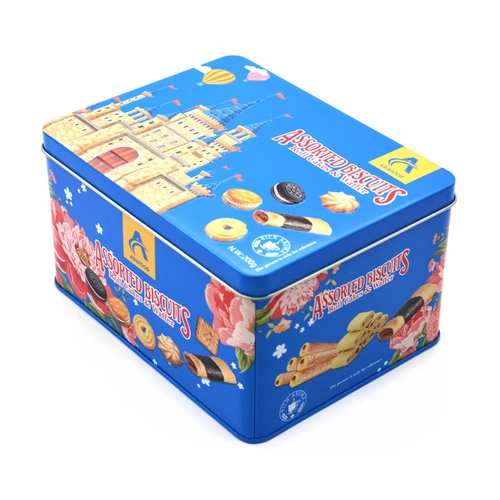 La coutume de boîte-cadeau de biscuit de biscuit de rectangle a imprimé la boîte de bidon en métal de stockage de nourriture