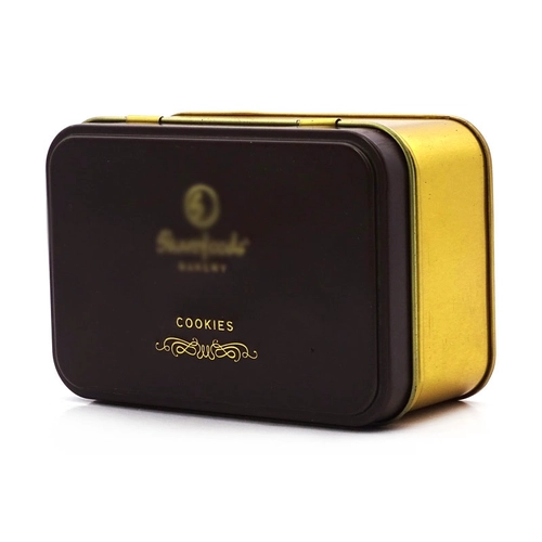 Rectangle en étain en métal Rectangle de qualité alimentaire pour emballage de biscuits au chocolat avec couvercle hermétique