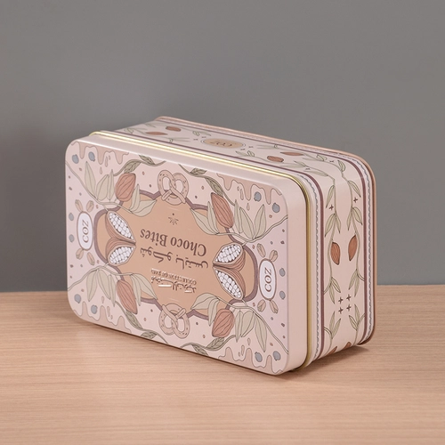 Embalaje de caja de estaño de chocolate rectangular de grado alimenticio personalizado
