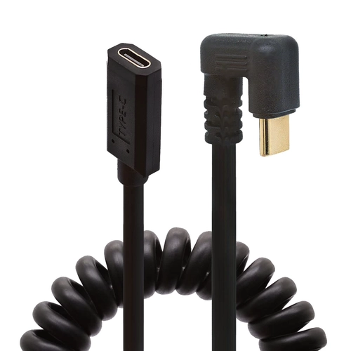 Coiled USB C Extension Cable 180 Degree U-Shaped USB 3.1 Gen 2 Male to Female 3A Fast Charging & 4K Video Compatible for Laptop, Dock, Monitor