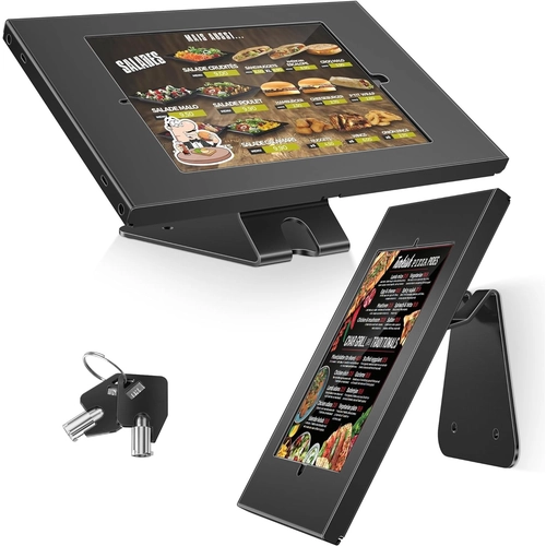 Soporte antirrobo para tableta: soporte de seguridad con bloqueo para iPad de alta resistencia y giro de 360° | Soporte de quiosco de montaje en pared y encimera para puntos de venta minoristas
