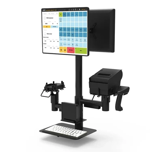 حامل طرفي POS قابل للتعديل عالميًا - حامل عمود POS معدني لقارئ البطاقات والماسح الضوئي والطابعة