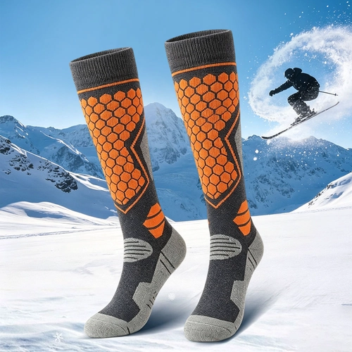 Unisex Over-the Calf Ski Socks, 3D Knit Arch Compression Warm Merino Wool Winter Snowboard Safa na Matan Mata