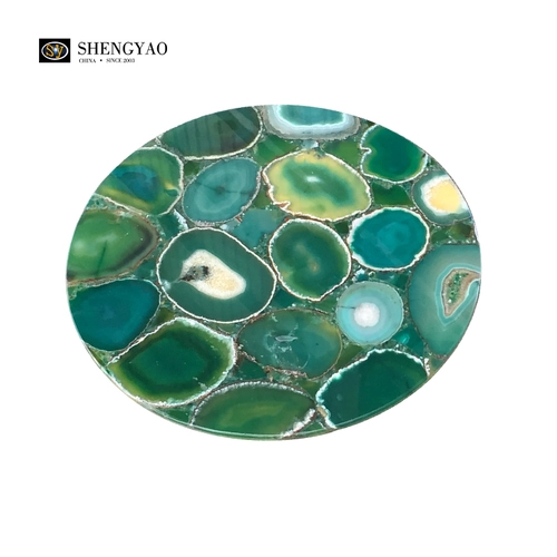 ຕາຕະລາງ Agate ສີຂຽວ Round, Gemstone Countertop Wholesaler China