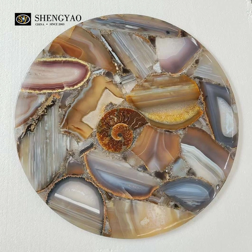 Venta al por mayor de mesa de piedra de ágata natural, encimera de ónix de piedras preciosas