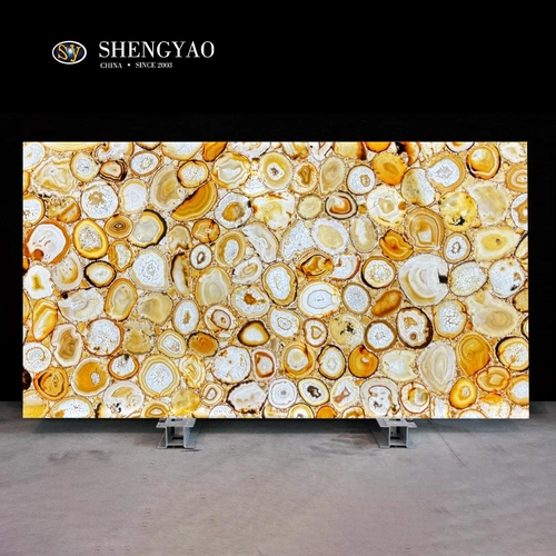 Cina Lastre di pietra semipreziosa traslucida lastra di agata marrone retroilluminata produttore