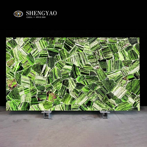 Cina Lastre verde smeraldo retroilluminate, produttore di lastre di pietre semipreziose traslucide produttore