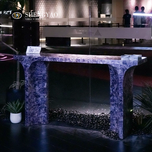 Arc de Triomphe Purple Crystal Quartz Stone Amethyst Console Table