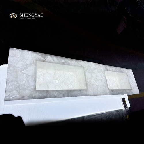 Backlit White Crystal Clear Quartz Double Countertop