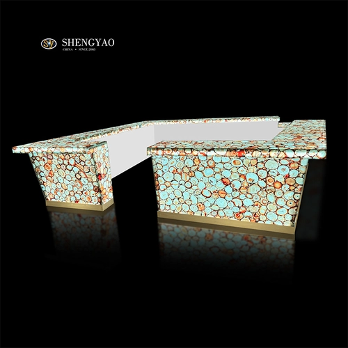 Backlit Spider Silk Yellow Agate Bar Counter