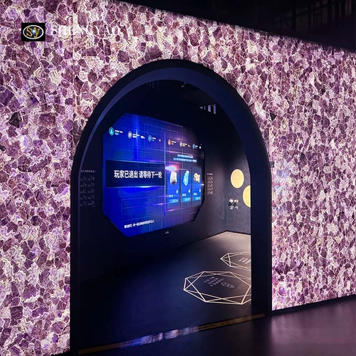 Mur d’accent améthyste rétroéclairé | Dalle de pierre semi-précieuse violette