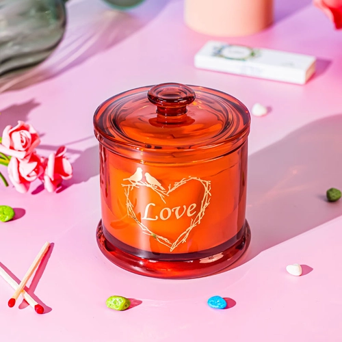 Chiny Hurtowa luzem Love Candle Pojemnik szklany słoik z pokrywką 9 uncji producent
