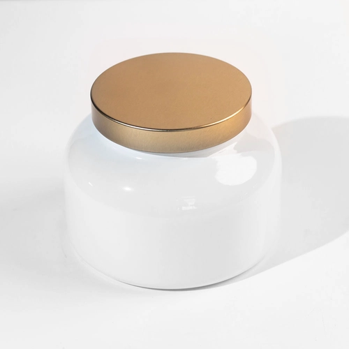 China Wholesale Empty 18oz Glossy White Candle Jar manufacturer