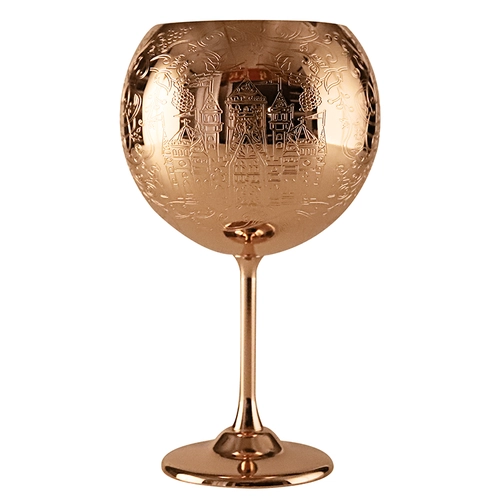 China Copper-Finish Etched Stainless Steel Wine Goblet manufacturer