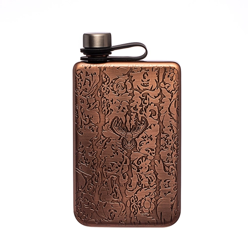 China Copper-Colored Etched Stainless Steel Hip Flask manufacturer