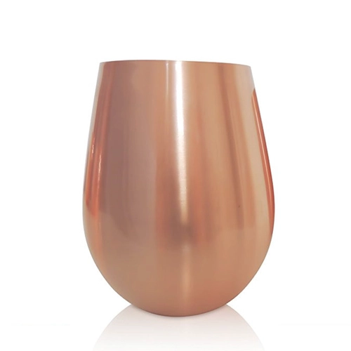 China Custom Logo Gold Stainless Steel Stemless Wine Glass manufacturer