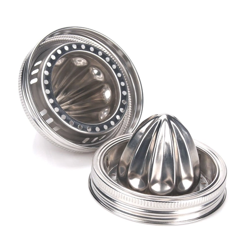 China Stainless Steel Mason Jar Citrus Juicer Lid – Ø90 mm Wide Mouth Lemon Reamer Insert manufacturer