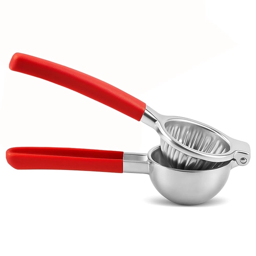 China 304 Stainless Steel Citrus Press with Silicone Handles – Ø85 mm Ribbed Bowl, Soft Grip Lime Squeezer manufacturer