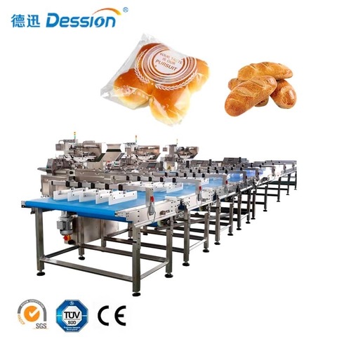 Chine Fabricants automatiques multifonctions de ligne d'alimentation d'emballage de pain de pain de gaufrette de biscuit de biscuits fabricant