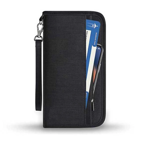 Portafoglio con cerniera per gestione documenti passaporto da viaggio RFID - Grossista CXJ